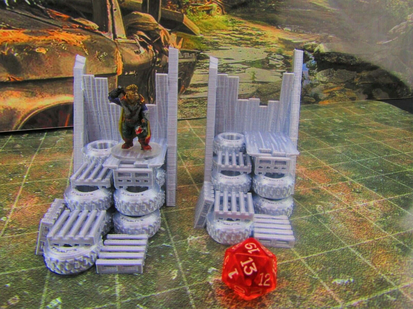 2pc Junk Pile Lookout Watch Posts Scatter Terrain Scenery Wasteland Apocalypse