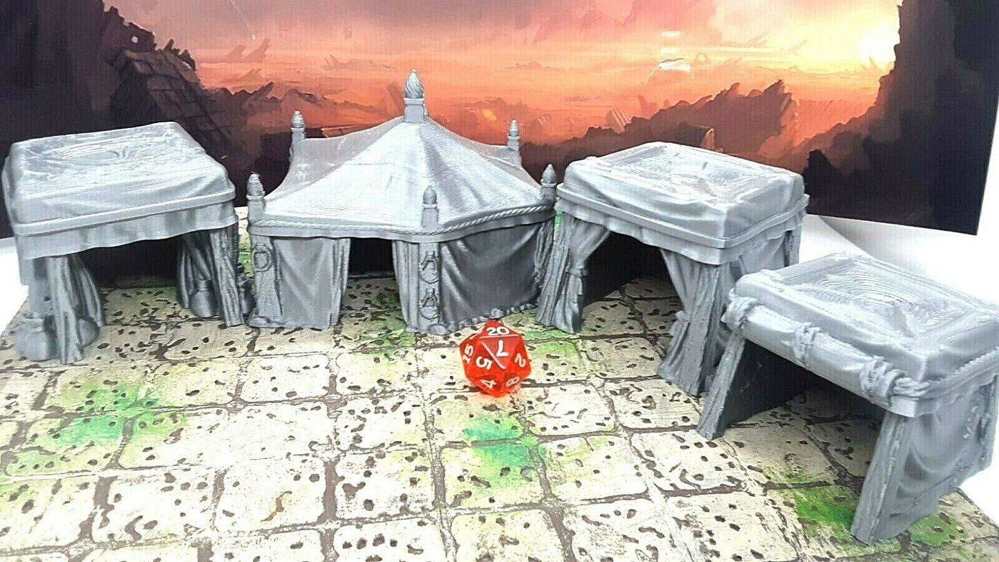 8 Piece Desert Tent Camp Set Scatter Terrain Tabletop Scenery Dungeons & Dragons