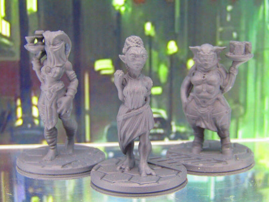Alien Nightclub Waitress Server Pair & Courtesan Mini Miniature Figure 3D Print