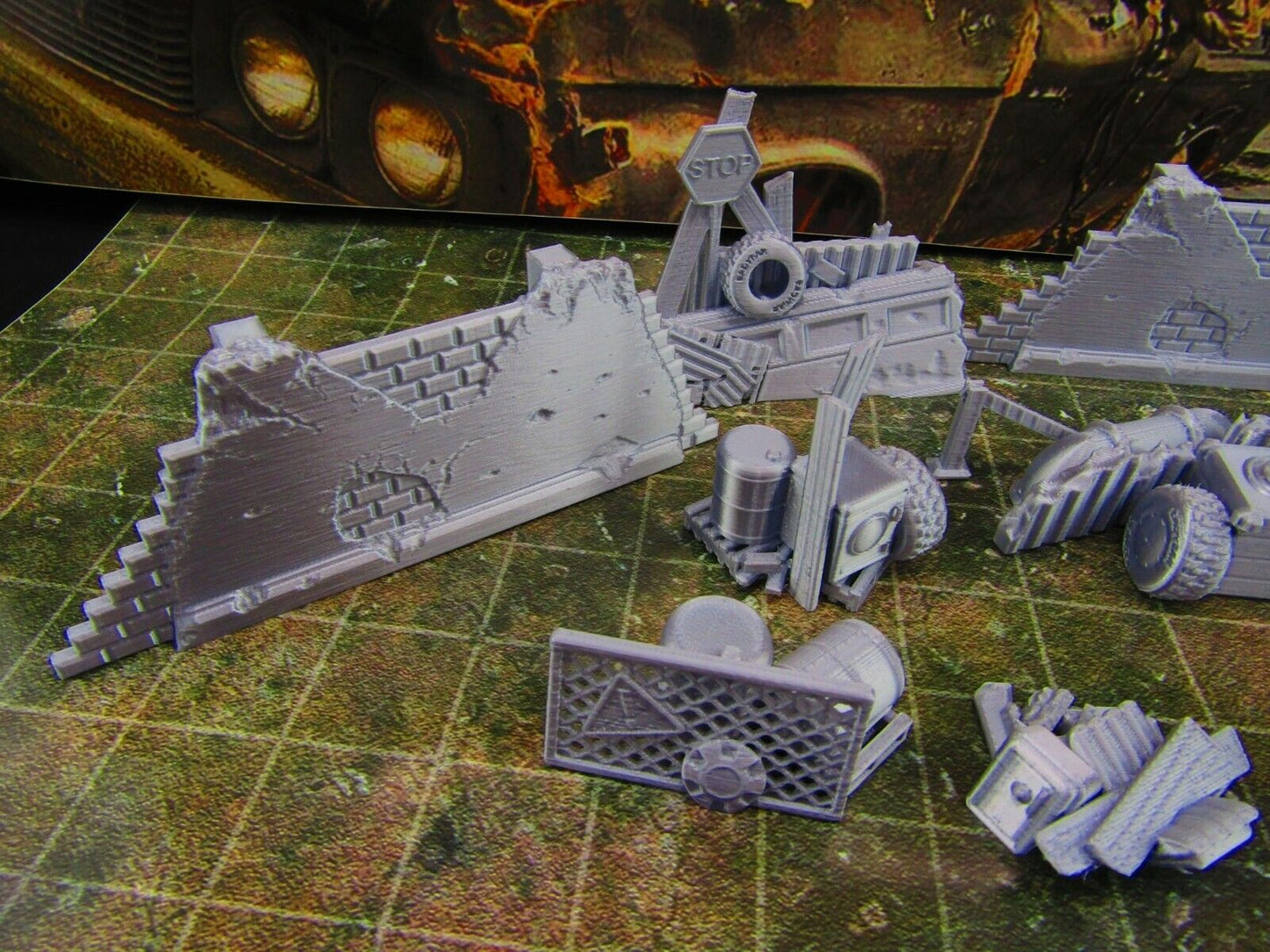 12pc Junk Barricades & Rubble Settlement Set Scatter Terrain Scenery Wasteland