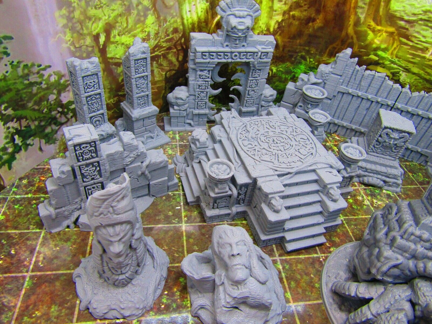 16 pc Ancient Jungle Temple Ruins Scatter Terrain Scenery 3D Printed Model