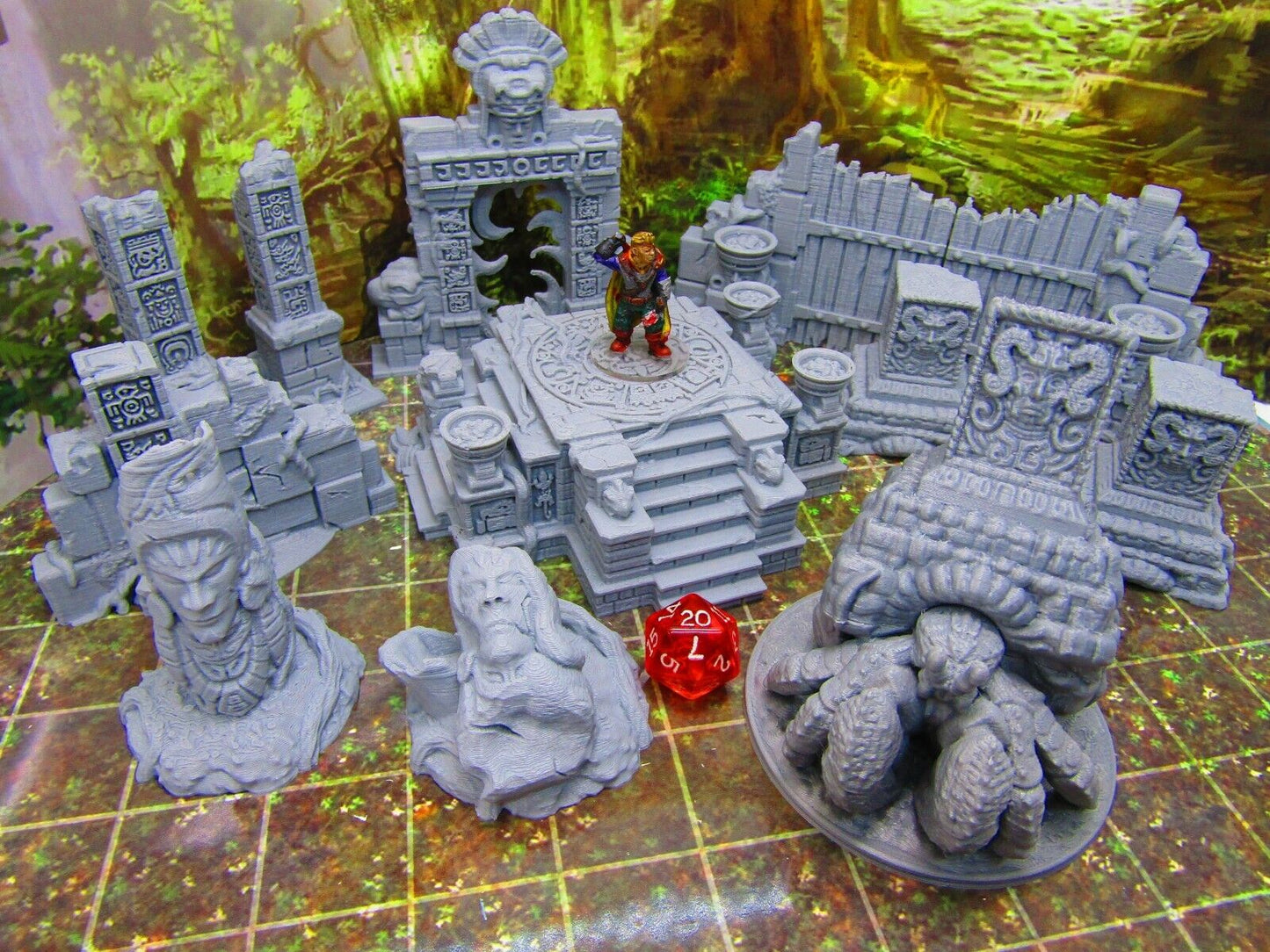 16 pc Ancient Jungle Temple Ruins Scatter Terrain Scenery 3D Printed Model
