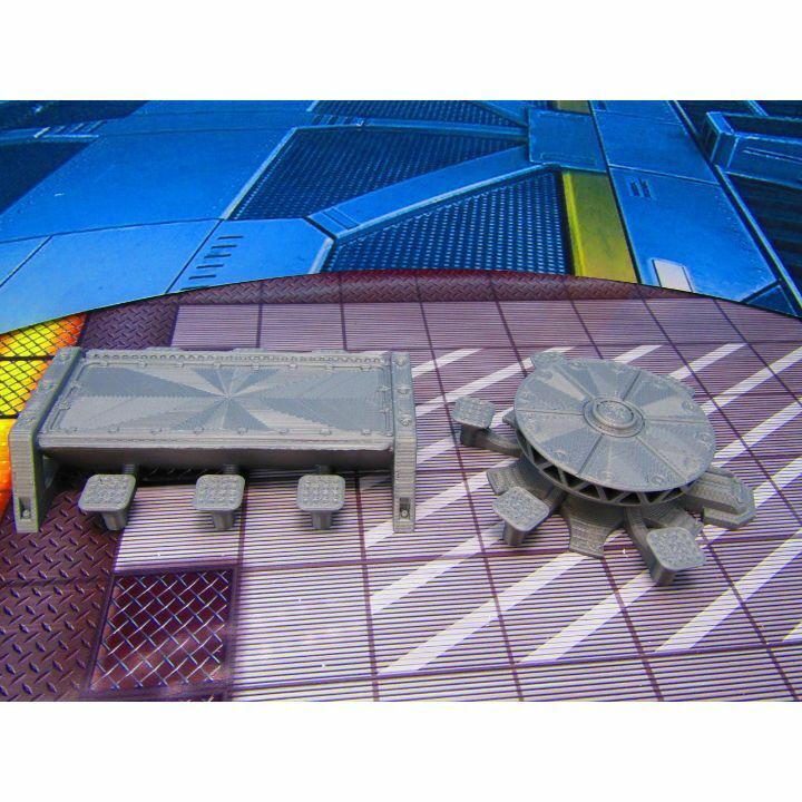 2 pc Futuristic Meeting Tables Set Miniature Scatter Terrain Scenery 3D Printed