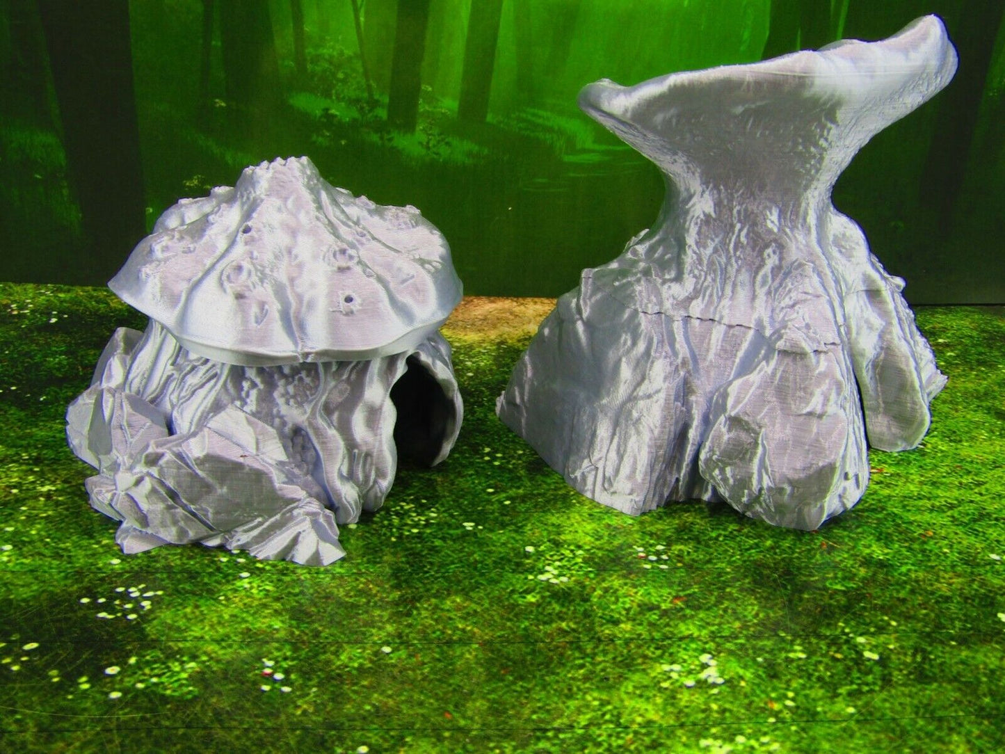Pair of Mushroom Shroomie Myconid Houses Scatter Terrain Scenery Mini Miniature