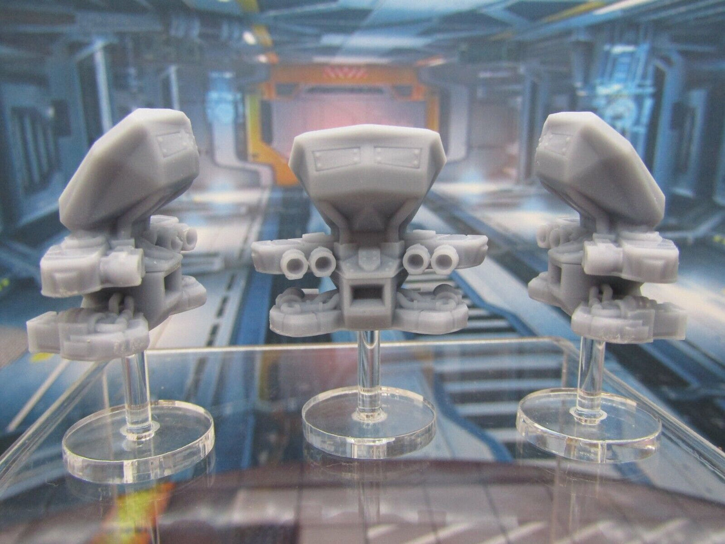 Lot of 3 Attack Drones w/ Flight Stands Mini Miniature 3D Printed Figure Model