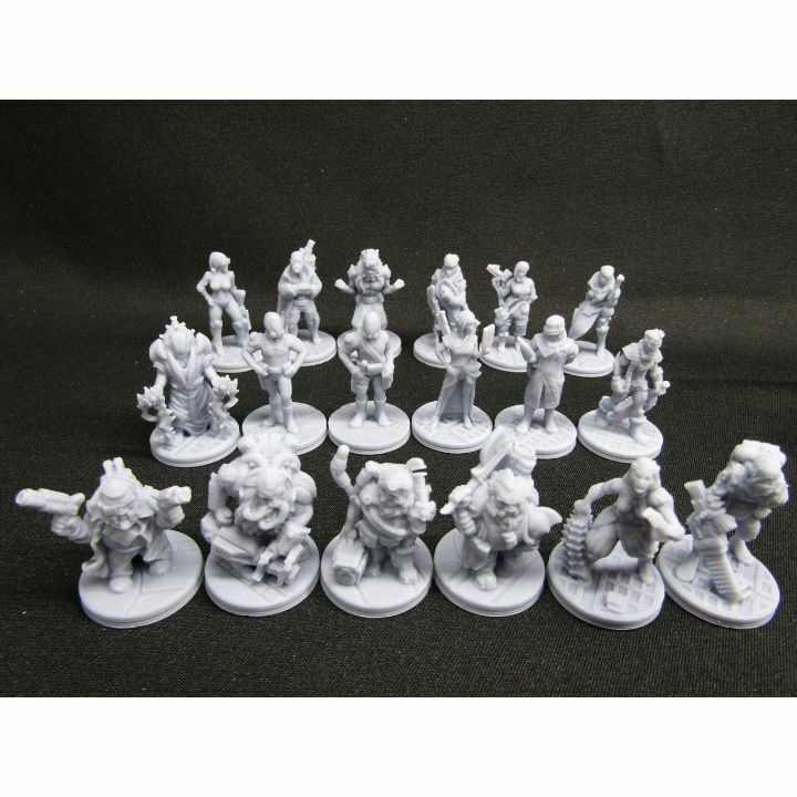 Sci Fi Mini Set 2 - 18 pc Humans, Dwarves, & Humanoids Miniatures Set 3D Printed