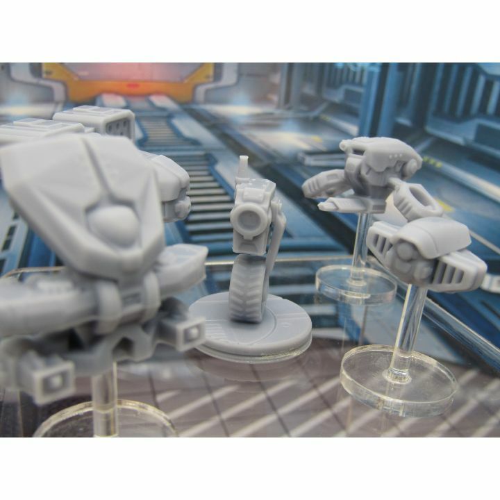 5 Piece Drone Bot Droid Robot Lot Mini Miniature 3D Printed Figure Model
