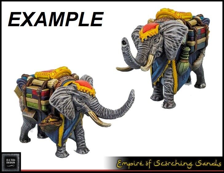 2 Piece Travelling Merchant w/ Pack Elephant Mini Miniature Figure 28-32mm D&D