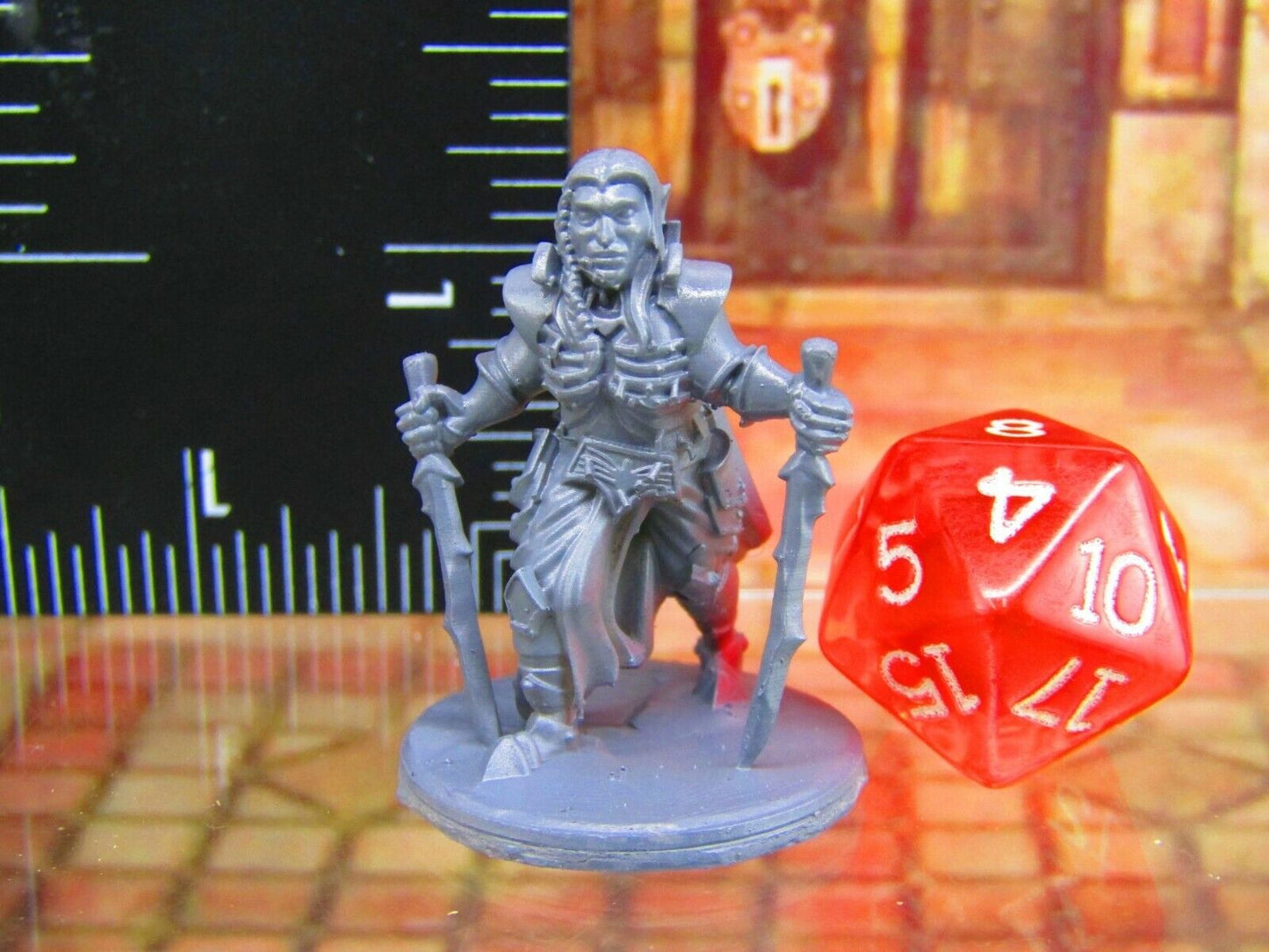 Dark Elf Warrior Dual Wielding Swordsman Mini Miniature Figure 3D Printed Model