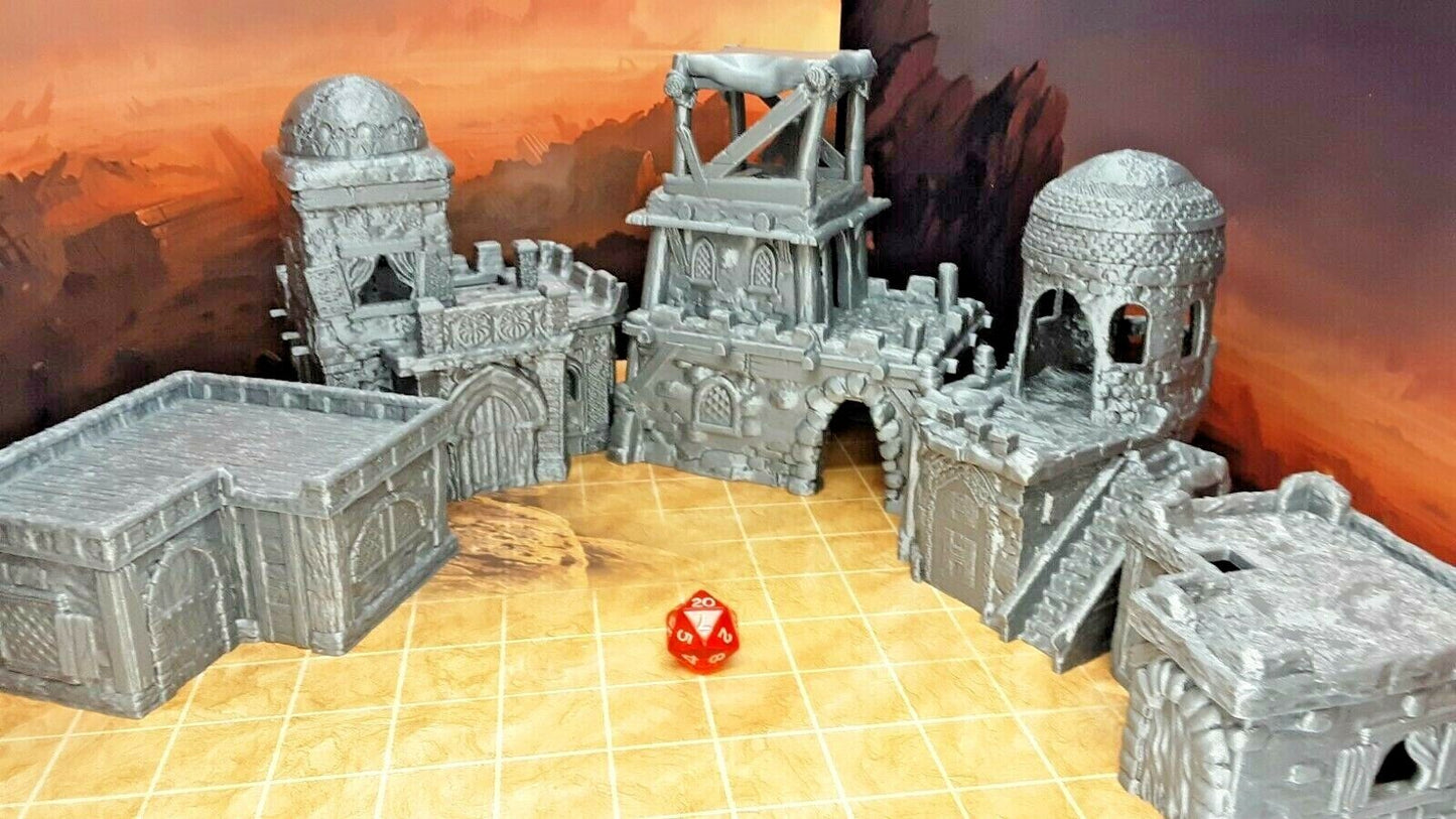 5 Building Desert Village Set W/ Removable Floors Scenery Terrain RPG D&D Set
