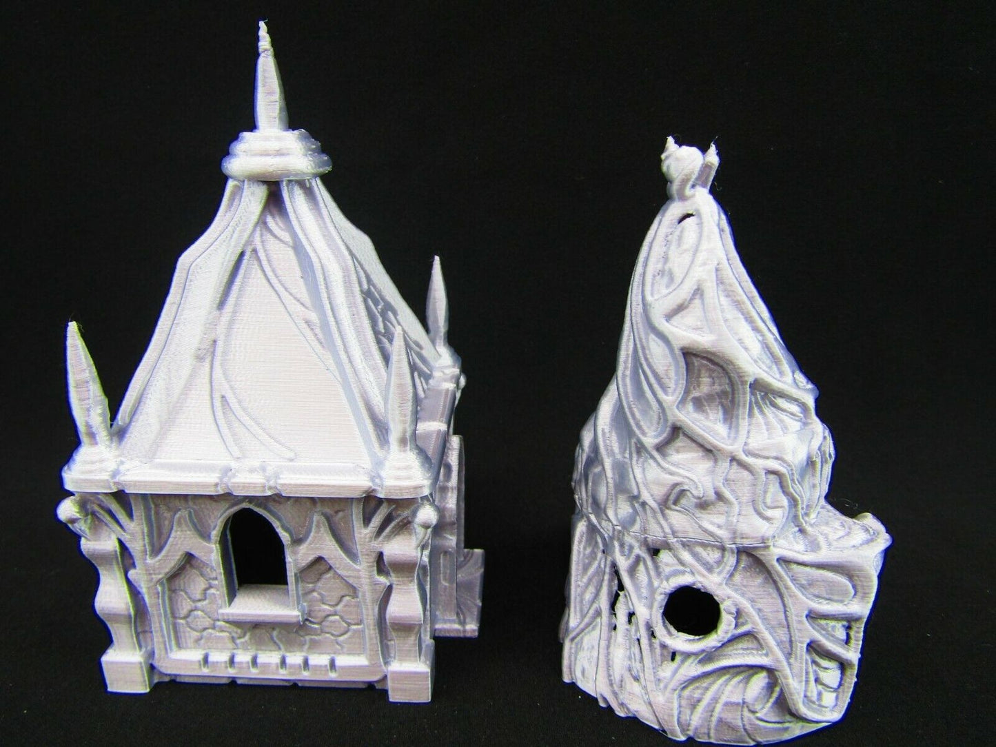 Small Dark Elf Hut Houses Pair Scatter Terrain Scenery 3D Printed Mini Miniature
