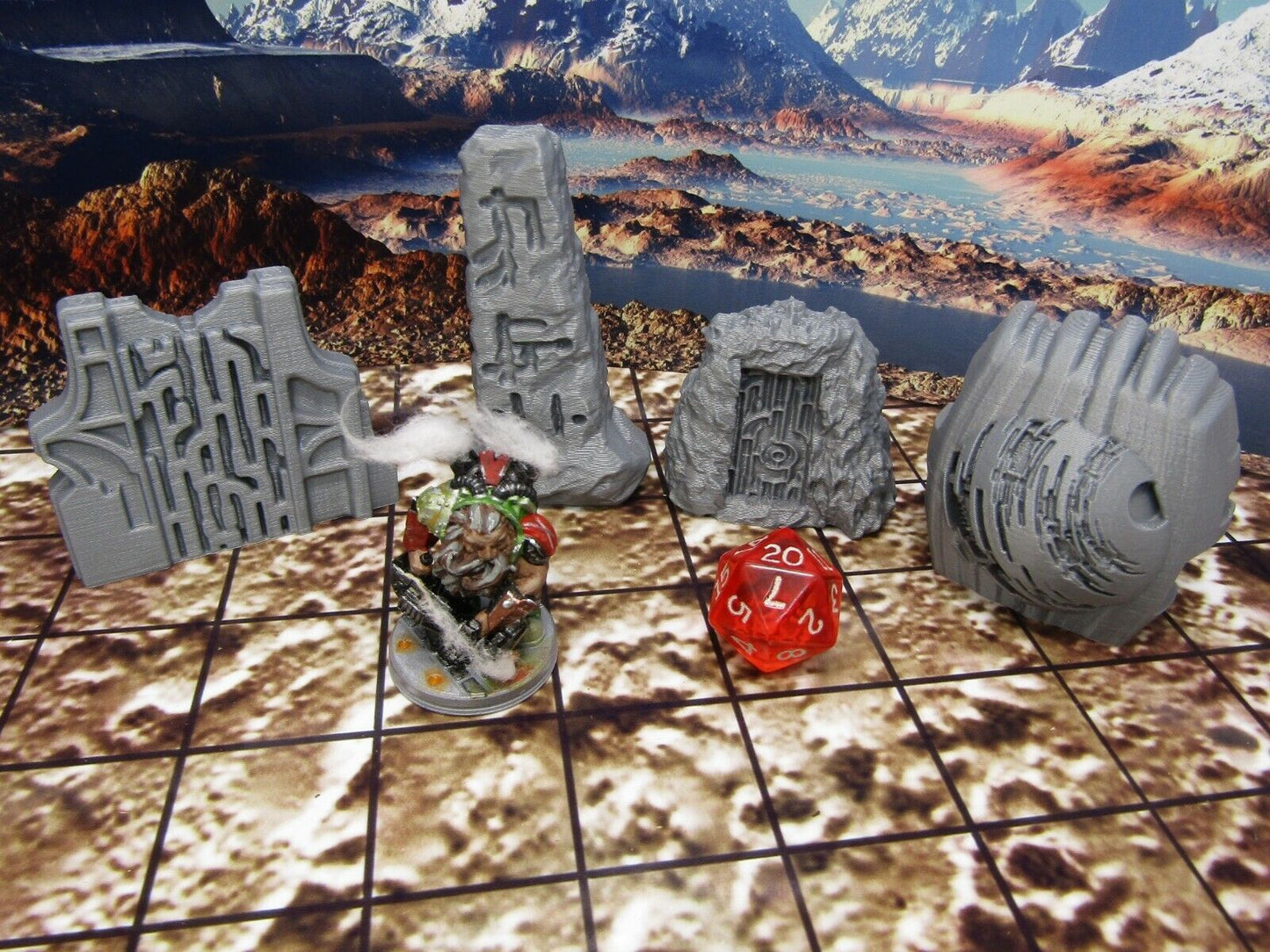 Runic Stone Relic Artifacts Scatter Terrain Scenery Miniature 3D Printed Model