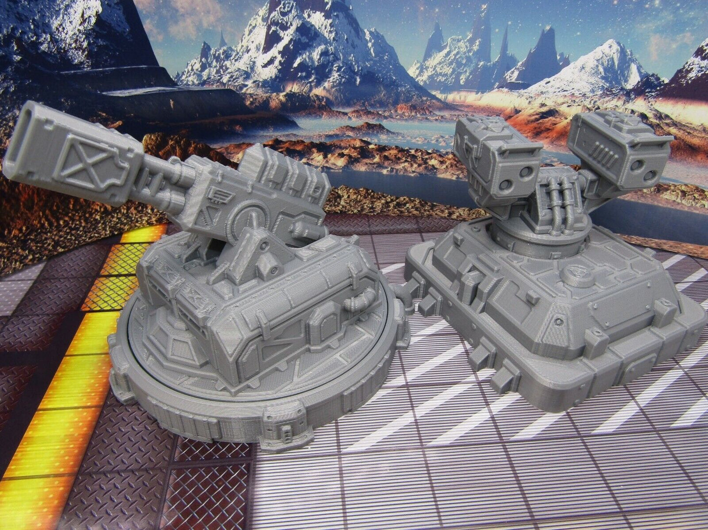 Large Gun & Missile Turrets Scatter Terrain Scenery Miniature 3D Printed Model
