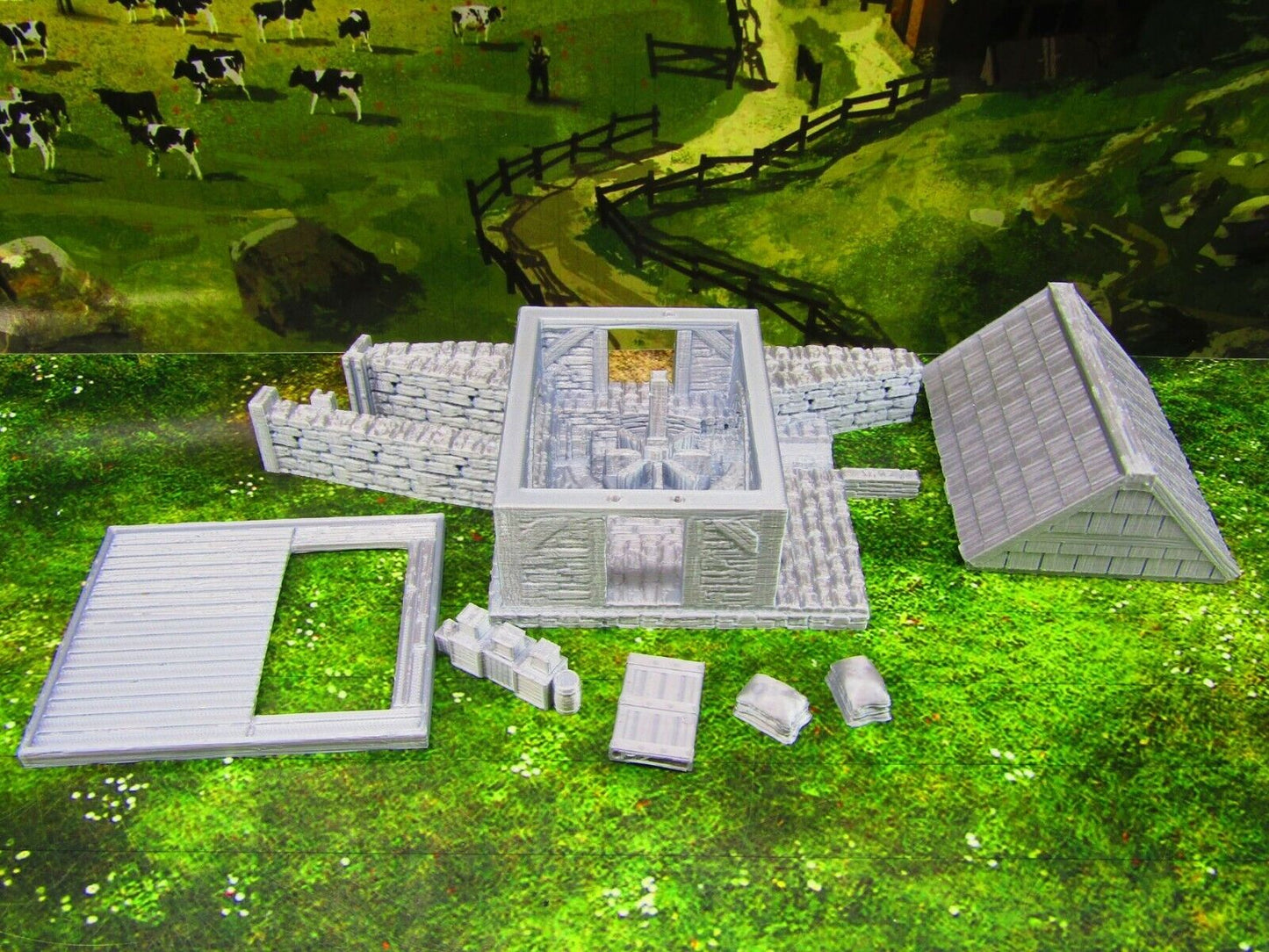 River Grist Mill Grainery Scatter Terrain Scenery 3D Printed Model 28/32mm Scale