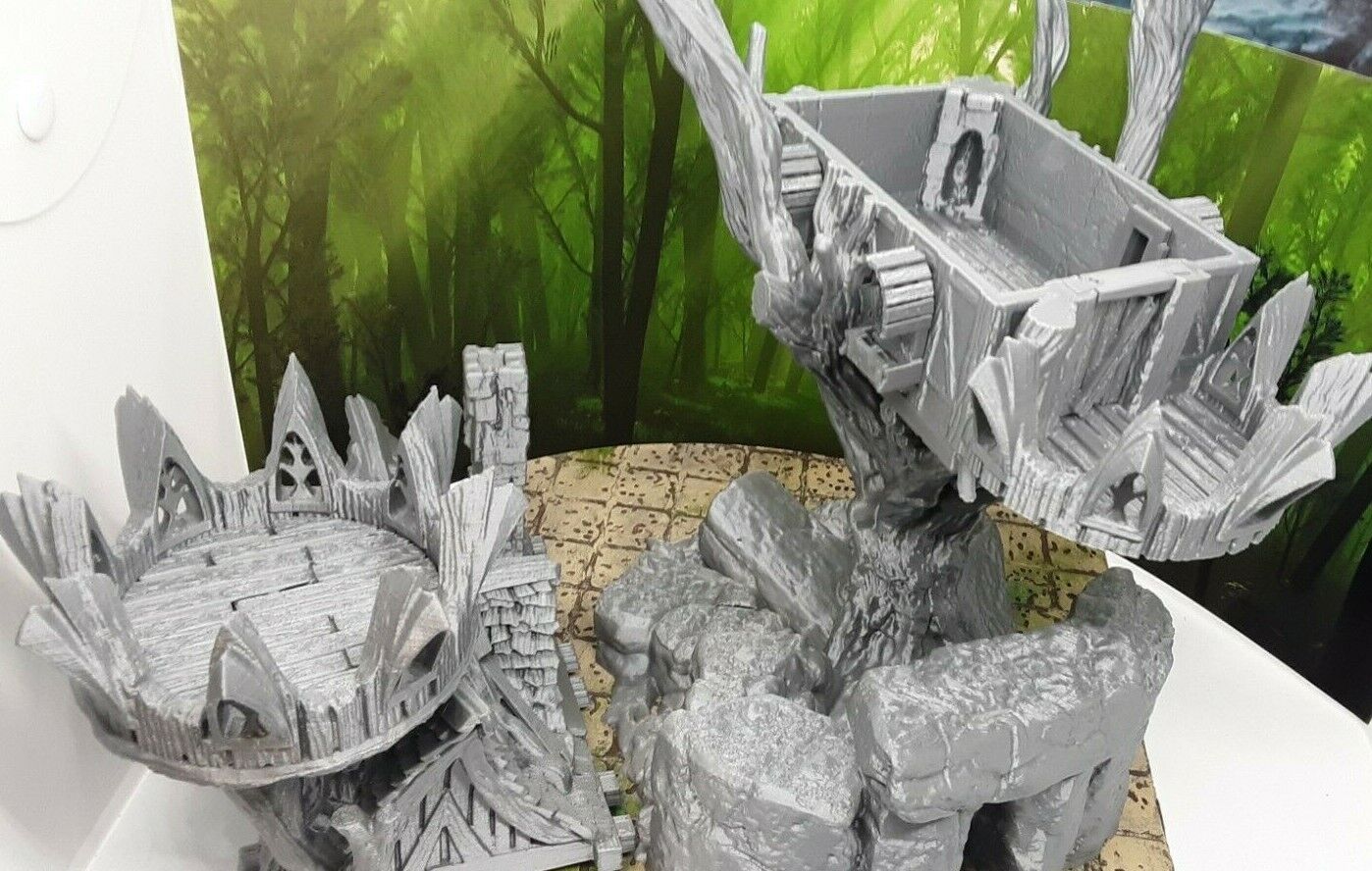 4 Piece Modular Elvish Treehouse Watchtower Tree Fort Scatter Terrain Scenery