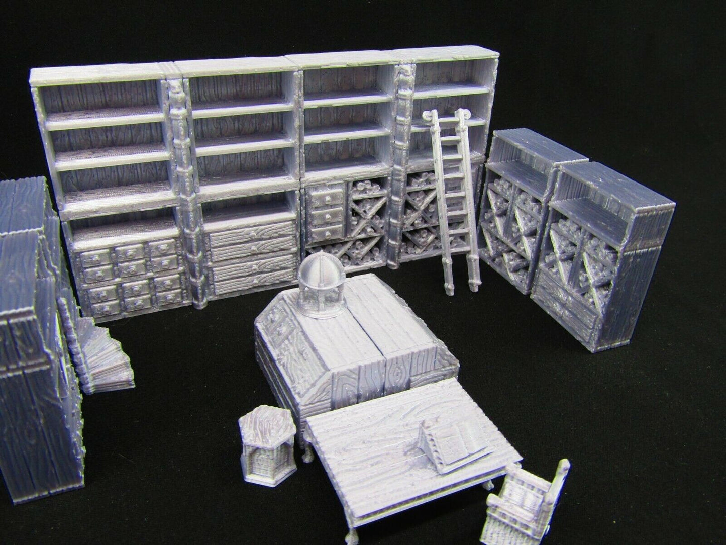 16pc Small Library Book Shelves Scatter Terrain Scenery 3D Printed Mini