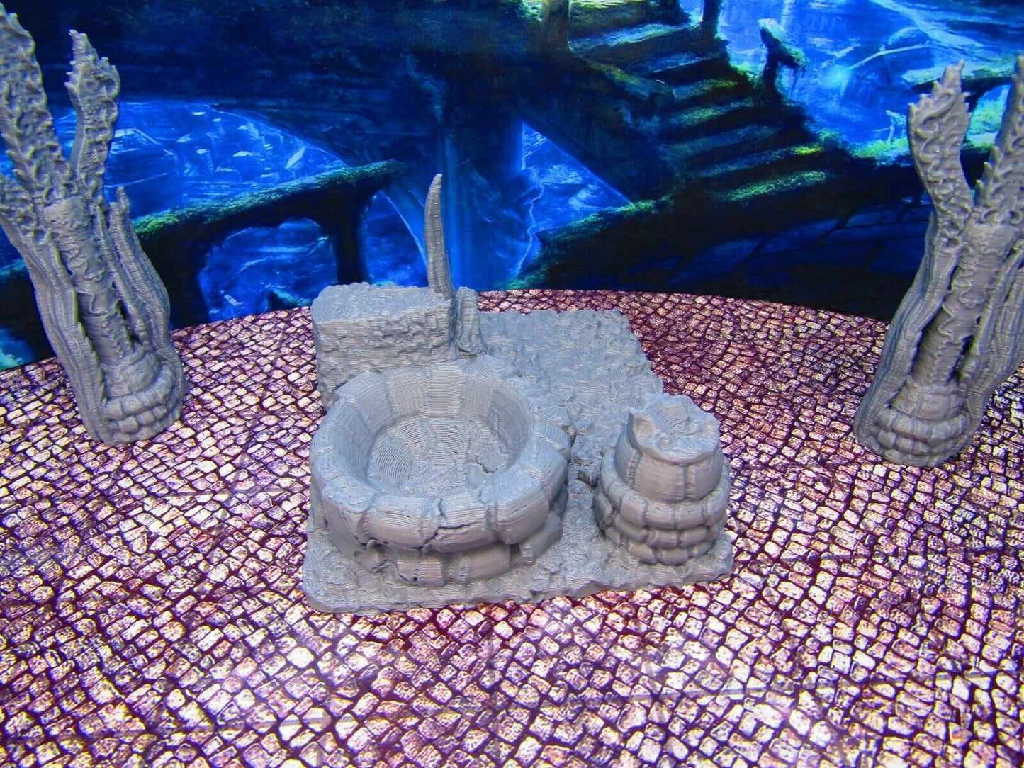 Atlantis Deep Sea Wishing Well & Trident Statues Scenery Scatter Terrain Props