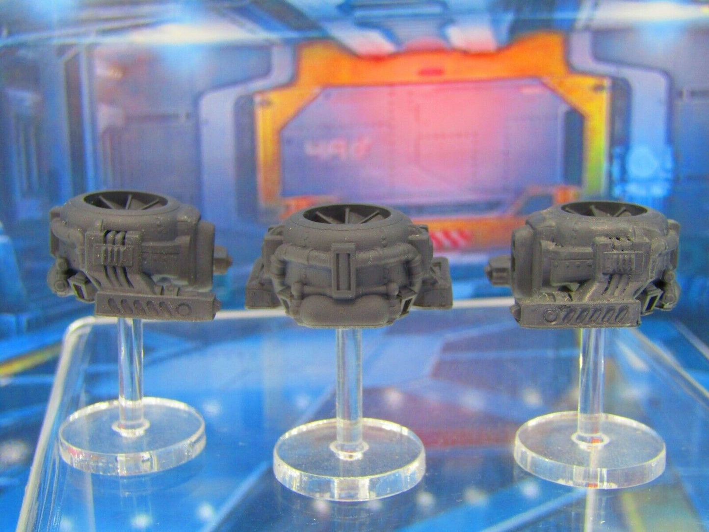 3 Industrial Robot Drones w/ Flight Stands Mini Miniature 3D Print Starfinder