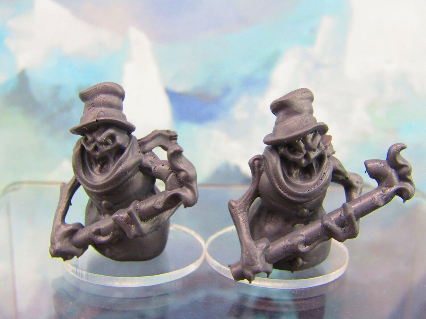 Evil Snowman Monster Pair Mini Miniature Figure 3D Printed Model 28/32mm Scale
