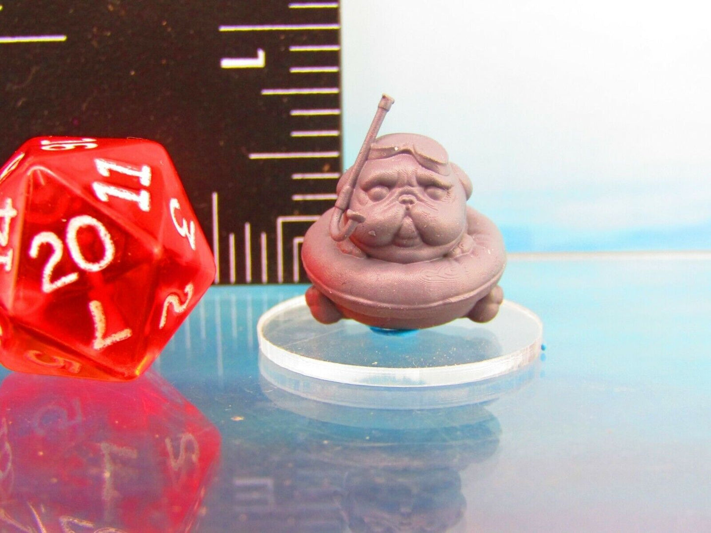 Summertime Fun Pug Dog Companion Pet Familiar Mini Miniature Figure 3D Printed