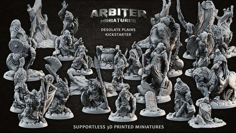 3pc Goatman Tribe War Party Mini Miniature Figure 3D Printed Model 28/32mm Scale