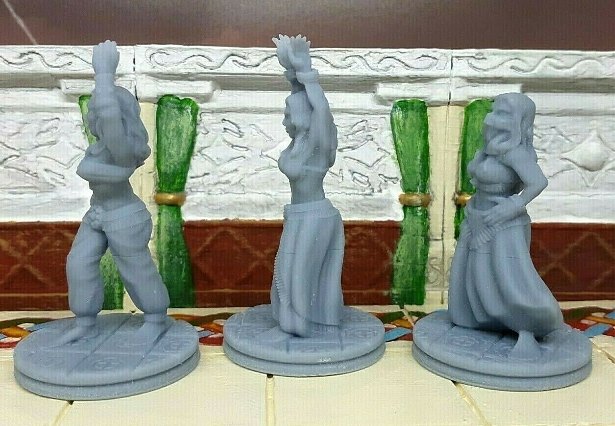 Set of 3 Egyptian Belly Dancers Mini Miniature Figure 28-32MM Resin Printed