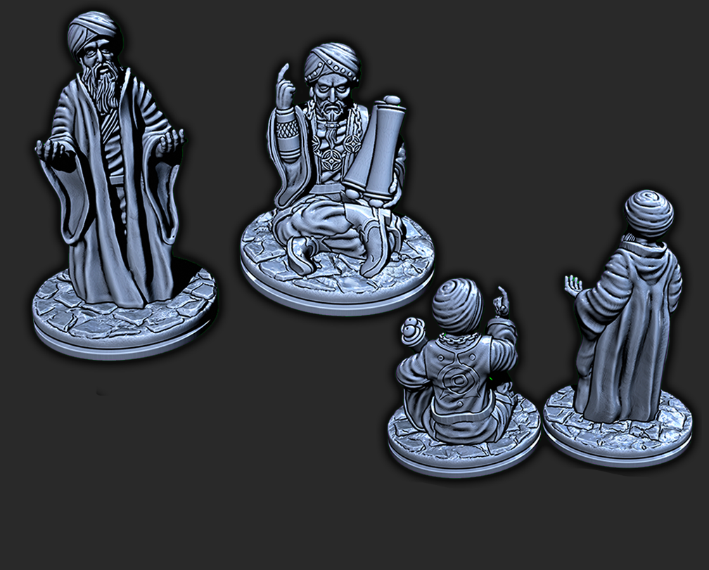 3 Wise Old Men Desert Themed Mini Miniature Figure 28-32MM Resin 3D Printed
