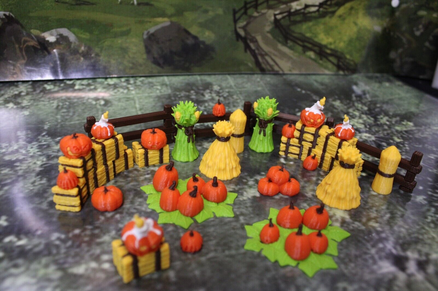 29pc Color Fall Jack o Lantern Pumpkin Farm Halloween Mini Miniature Terrain D&D