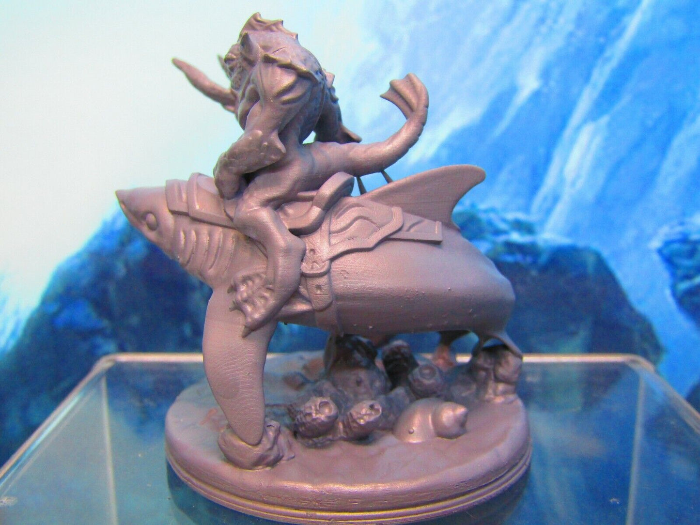Sea Devil Rider on Shark Mount Mini Miniature Figure 3D Printed Model 28/32mm
