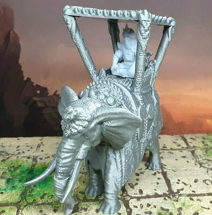 Howdah Saddled Riding Elephant w/ Arabian Prince Mini Miniature Figure 28-32mm