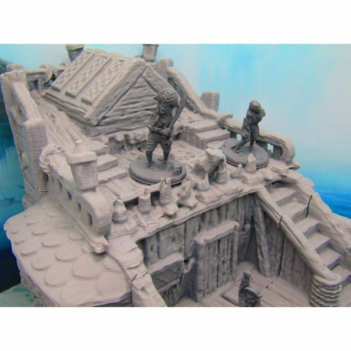 Ship Wreck W/Ghost Crew Mini Miniature Figure 3D Printed Model 28/32mm Scale
