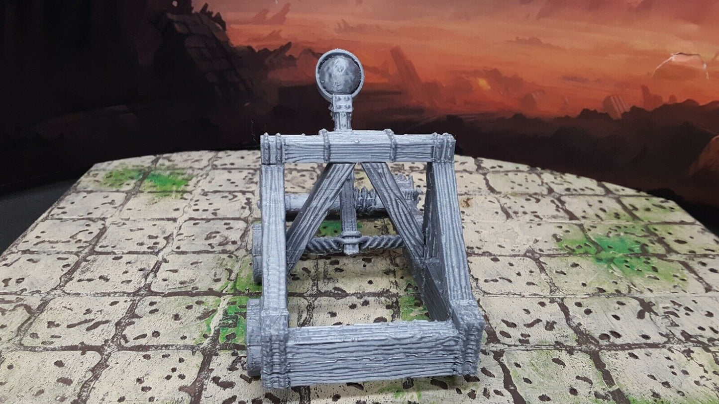 Catapult Mangonel Siege Weapon Scatter Terrain 3D Printed Dungeons & Dragons