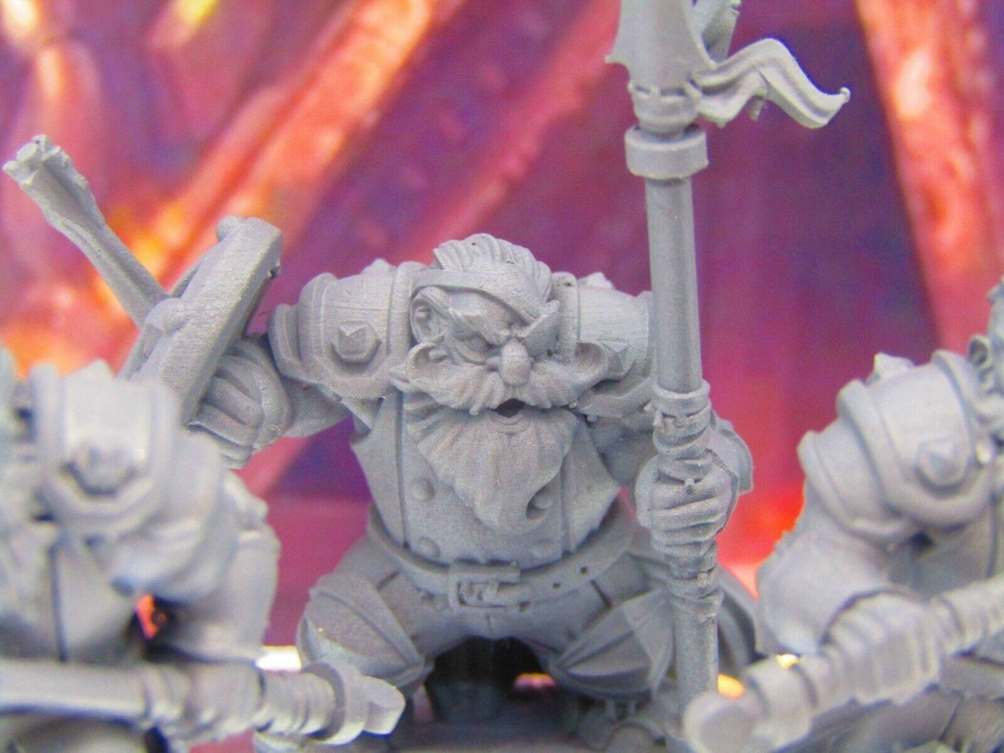 3pc Dwarf Spearmen Fighters Soldiers Mini Miniature Figure 3D Printed Model DnD