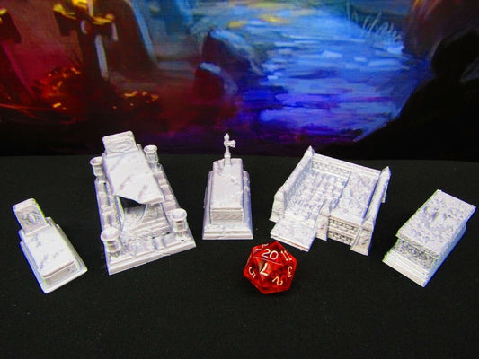 5 Tomb Gravesite Vault 7pc Grave Set for Graveyard / Cemetery Scatter Terrain