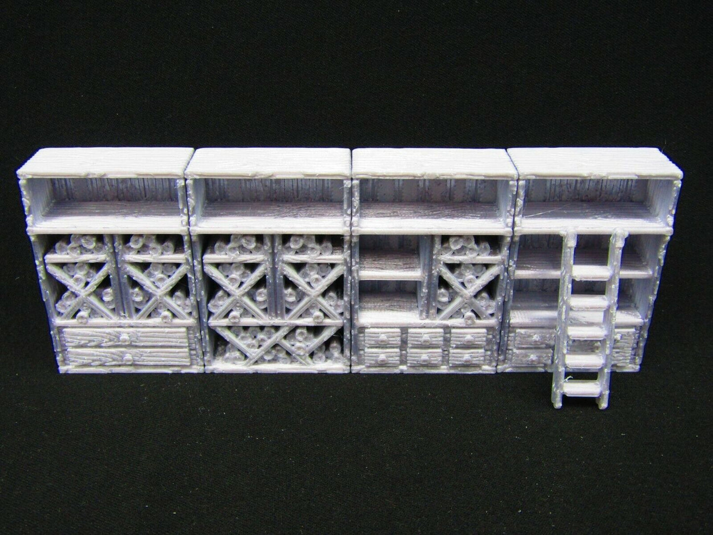 4pc Medium / Tall Shelves & 1 Ladder Scatter Terrain Scenery 3D Printed Mini