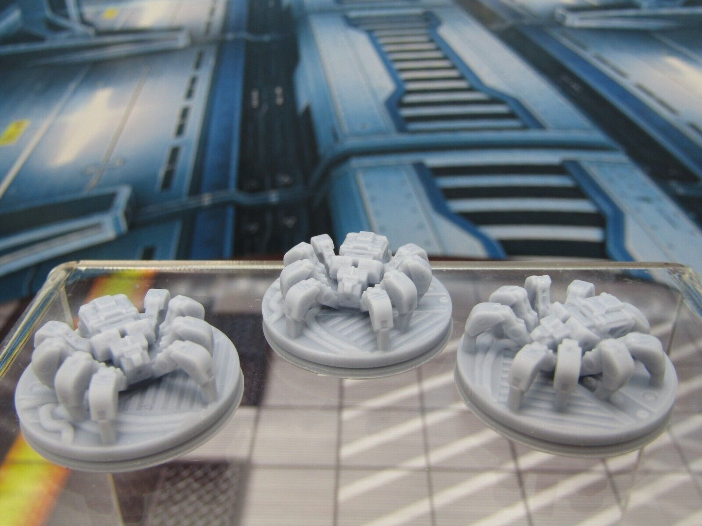 Lot of 3 Mechanical Robot Spider Droids Mini Miniature 3D Printed Figure Model