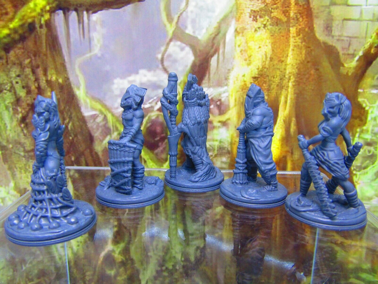 5pc Masked Tribal Jungle Tribe War Party Mini Miniature Figure 3D Printed Model