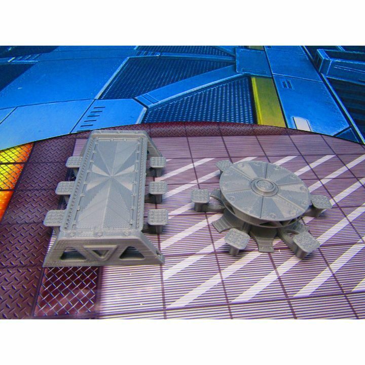 2 pc Futuristic Meeting Tables Set Miniature Scatter Terrain Scenery 3D Printed