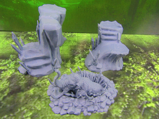 3pc Mammoth Ambush Prehistoric Caveman Tribal Trap Set Scatter Terrain Scenery