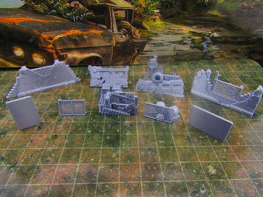 9pc Junk Wall Settlement Barricade Set Scatter Terrain Scenery Wasteland
