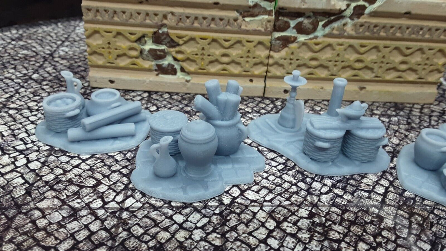 4 Piece Set Market Bazaar Bundles Shop Scatter Terrain Scenery Mini Miniatures