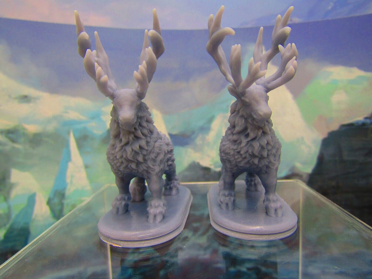 2x Reindeer Caribou Wildlife Miniatures Mini Figure Dungeons & Dragons D&D Model