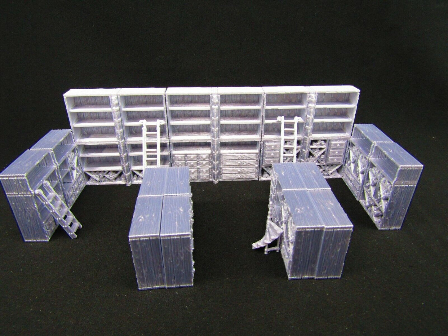 19pc Book Shelves Library Set Scatter Terrain Scenery 3D Printed Mini Miniature