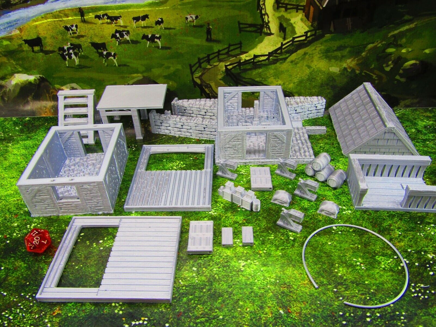 2 Floor Large River Grist Mill Grainery Scatter Terrain Scenery 3D Printed Model