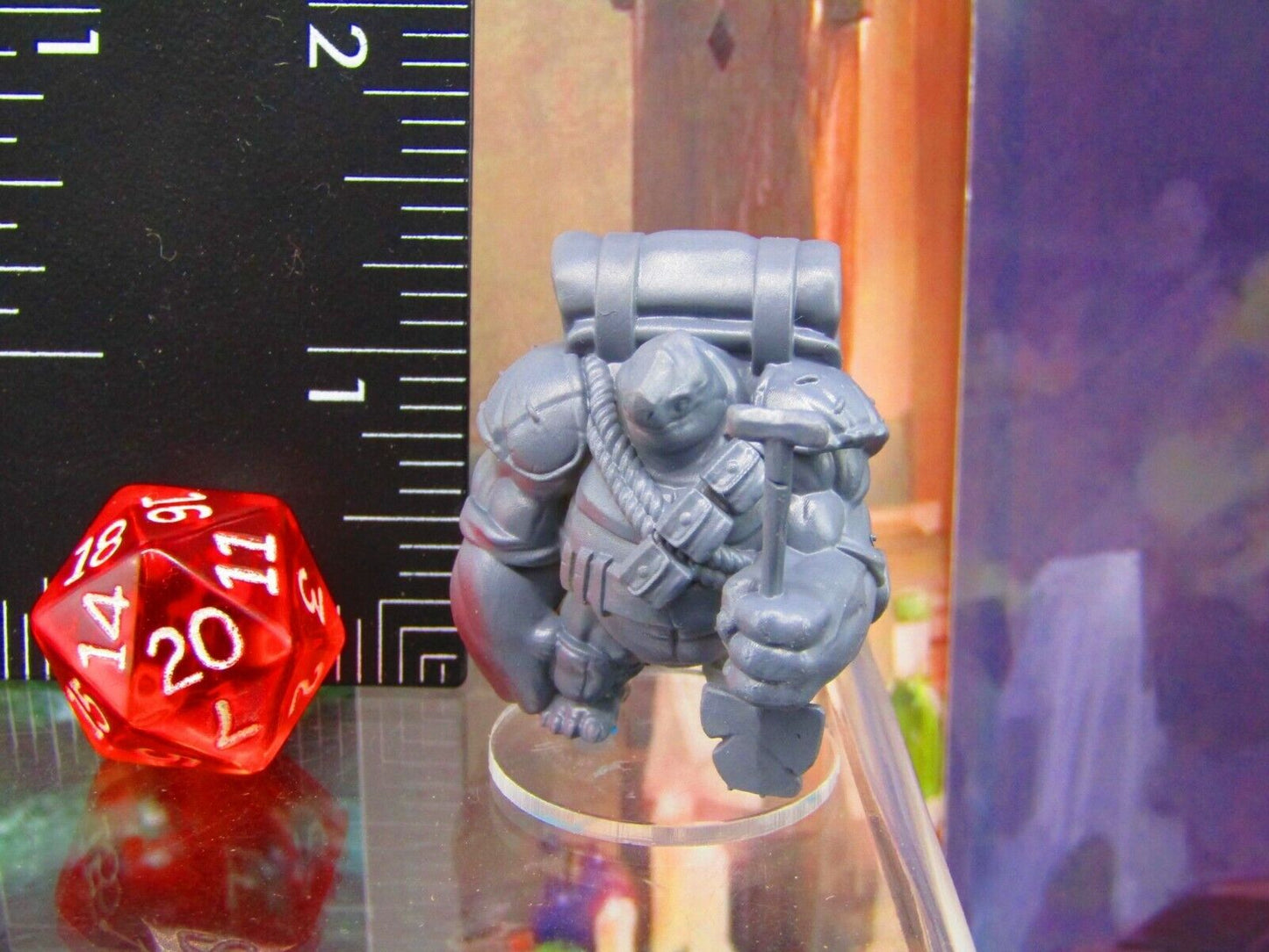 Tortle Miner w/ Shovel Turtle Man Race Mini Miniature Figure 3D Printed Model