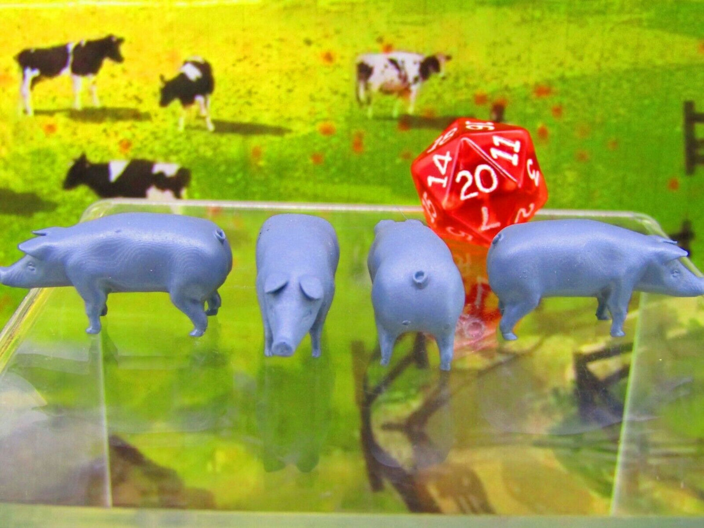 4pc Pigs Minis Miniatures Figures Scatter Terrain Scenery 3D Printed Model