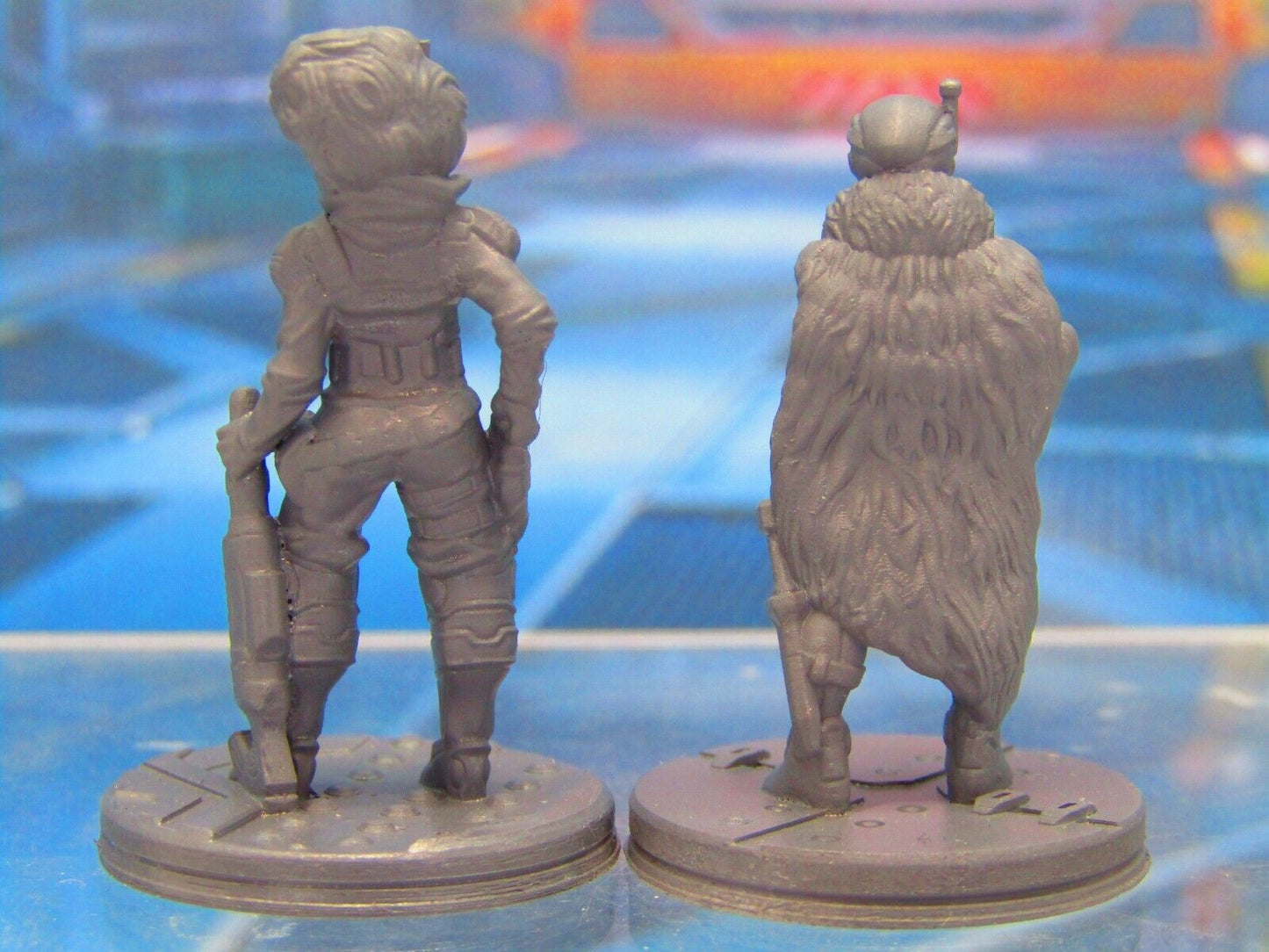 Female Human Sci Fi Bounty Hunter Mercenary Pair Mini Miniature 3D Printed Model
