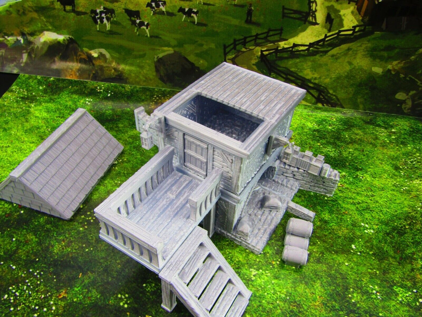 2 Floor Large River Grist Mill Grainery Scatter Terrain Scenery 3D Printed Model