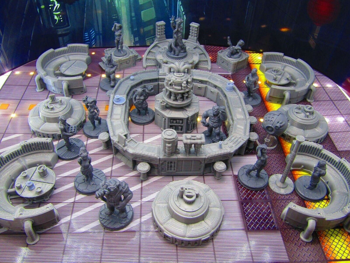 50pc Sci Fi Modular Bar Night Club Scenery Terrain Set w/ Miniatures 3D Print