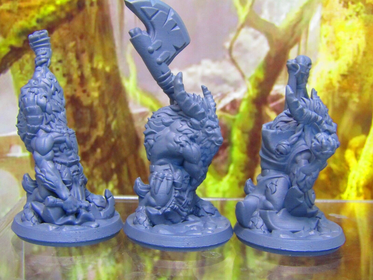 3pc Goatman Tribe War Party Mini Miniature Figure 3D Printed Model 28/32mm Scale